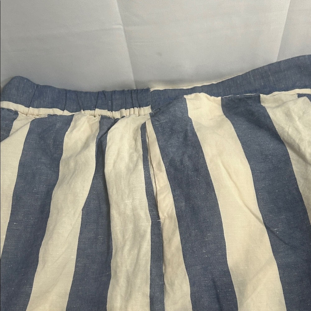 Striped Blue and Cream Wide-Leg Pants - Picture 10 of 14